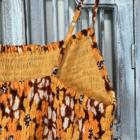 New Faithfull The Brand Mari Li Reni Floral Print Orange Maxi Dress Size L - Picture 8 of 13